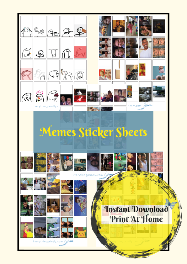 Printable Memes Stickers Download & Print 100 Unique Designs